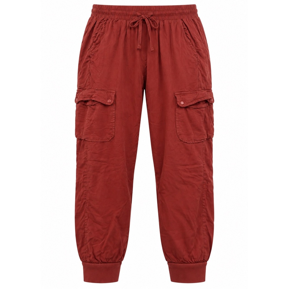 Torrid Womens Plus Size 1 Red Rayon Cargo Jogger Pants Drawstring Waist Pocket